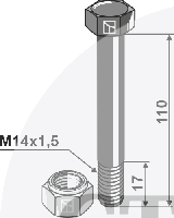 Болт со стопорной гайкой - M14x1,5 - 10.9