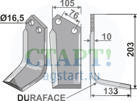 Фрезерный нож DURAFACE, правый