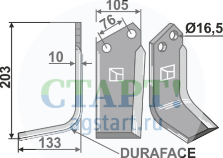 Фрезерный нож DURAFACE, левый