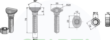 Планетарный болт - M12x70 - 8.8