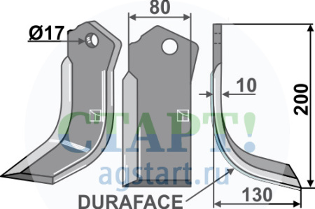 Фрезерный нож DURAFACE, правый