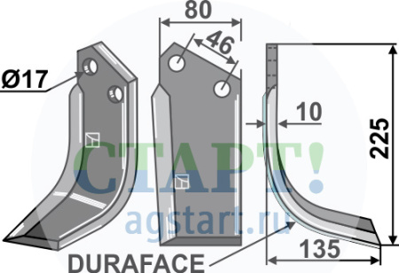 Фрезерный нож DURAFACE, правый