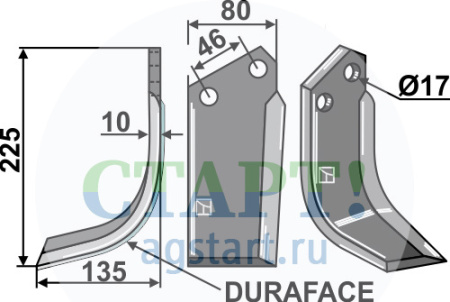 Фрезерный нож DURAFACE, левый