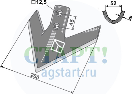 Стрельчатая лапа 260мм