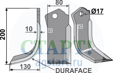 Фрезерный нож DURAFACE, левый