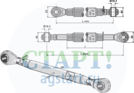 Верхняя тяга с закал£нными шариковыми отверстиями M27 x 3