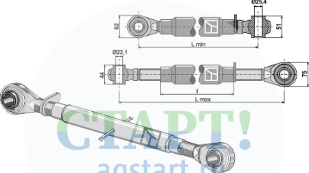 Верхняя тяга M30 x 3,5 с закал£нными шариковыми отверстиями