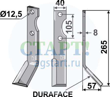 Фрезерный нож DURAFACE, правый